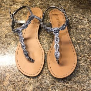 Silver braided sandals